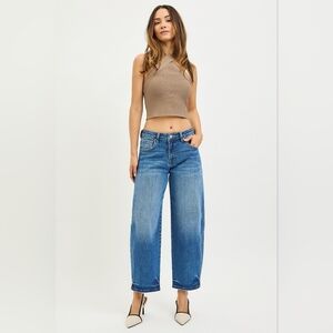 Risen HR Medium Wash Slouchy Barrel Jeans Ankle Stretch Classic Various NEW